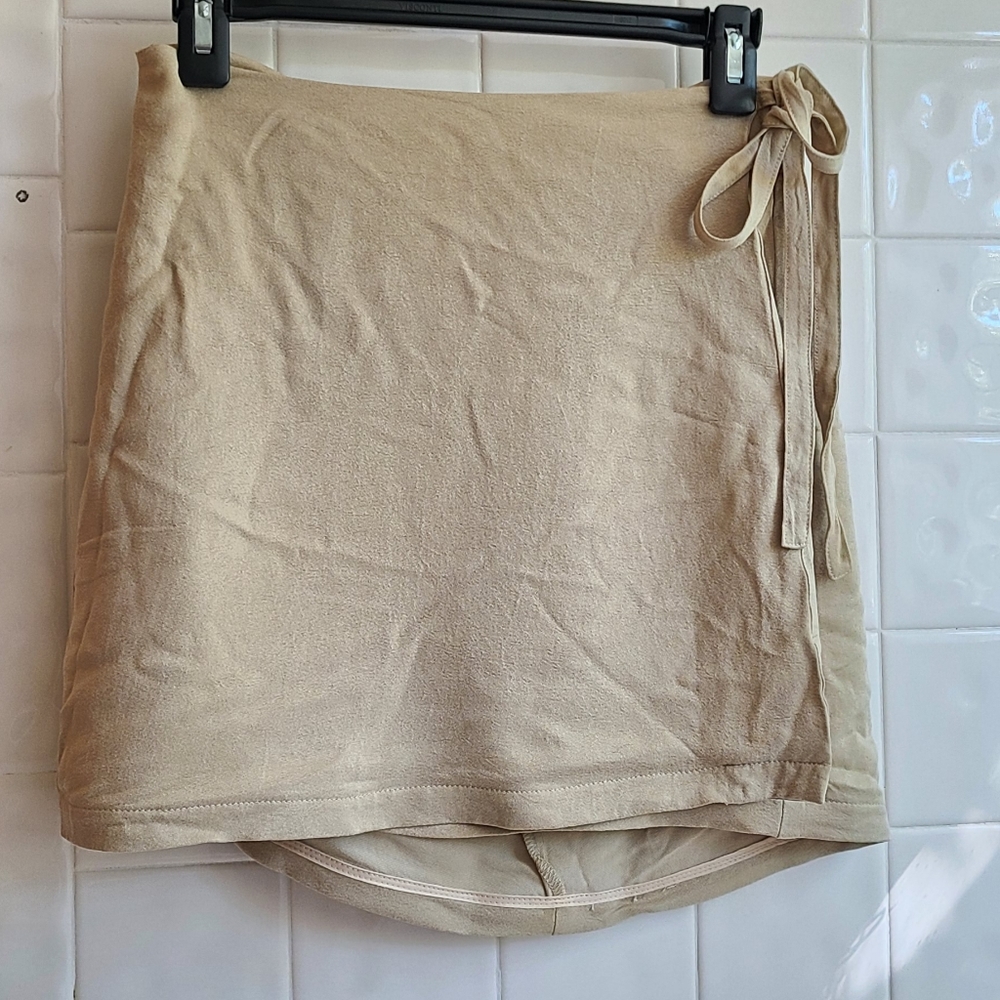Whimsy + Row wrap around mini skirt, beige, size medium
